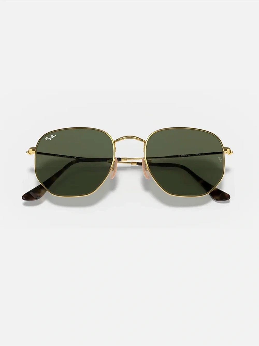 Ray-Ban Hexagonal Gold Frame Green Lens Sunglasses